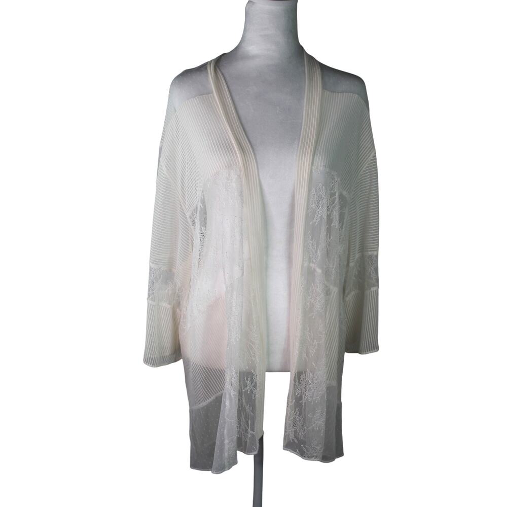Victoria's Secret lace patchwork panel sheer bed jacket robe bridal xs